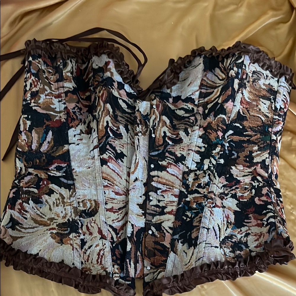 Floral Corset Top with Ruffle Trim, worn once